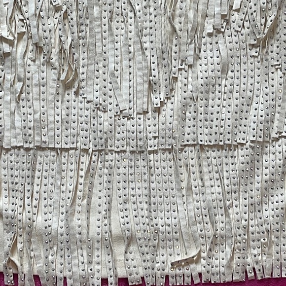 Altar’d State Women's Cream Bling Fringed Racerback Thin Strap Tank Top Medium - Picture 7 of 10